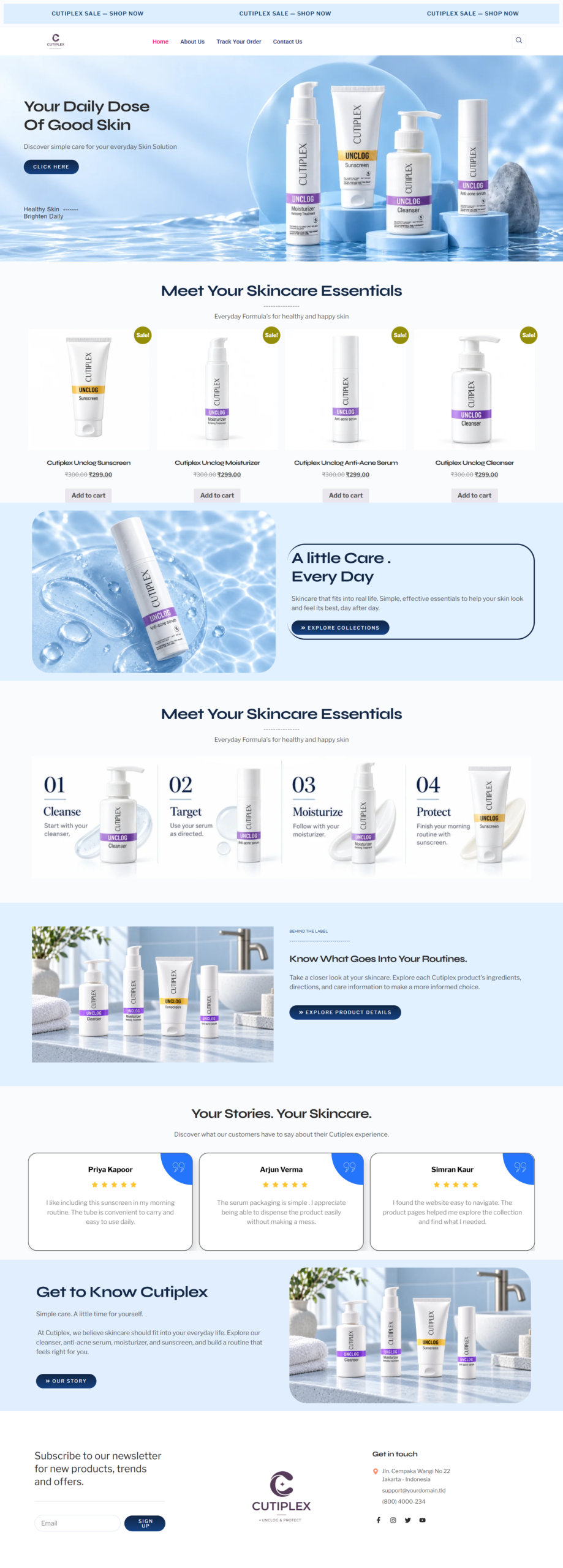 Cutiplex Skincare Website